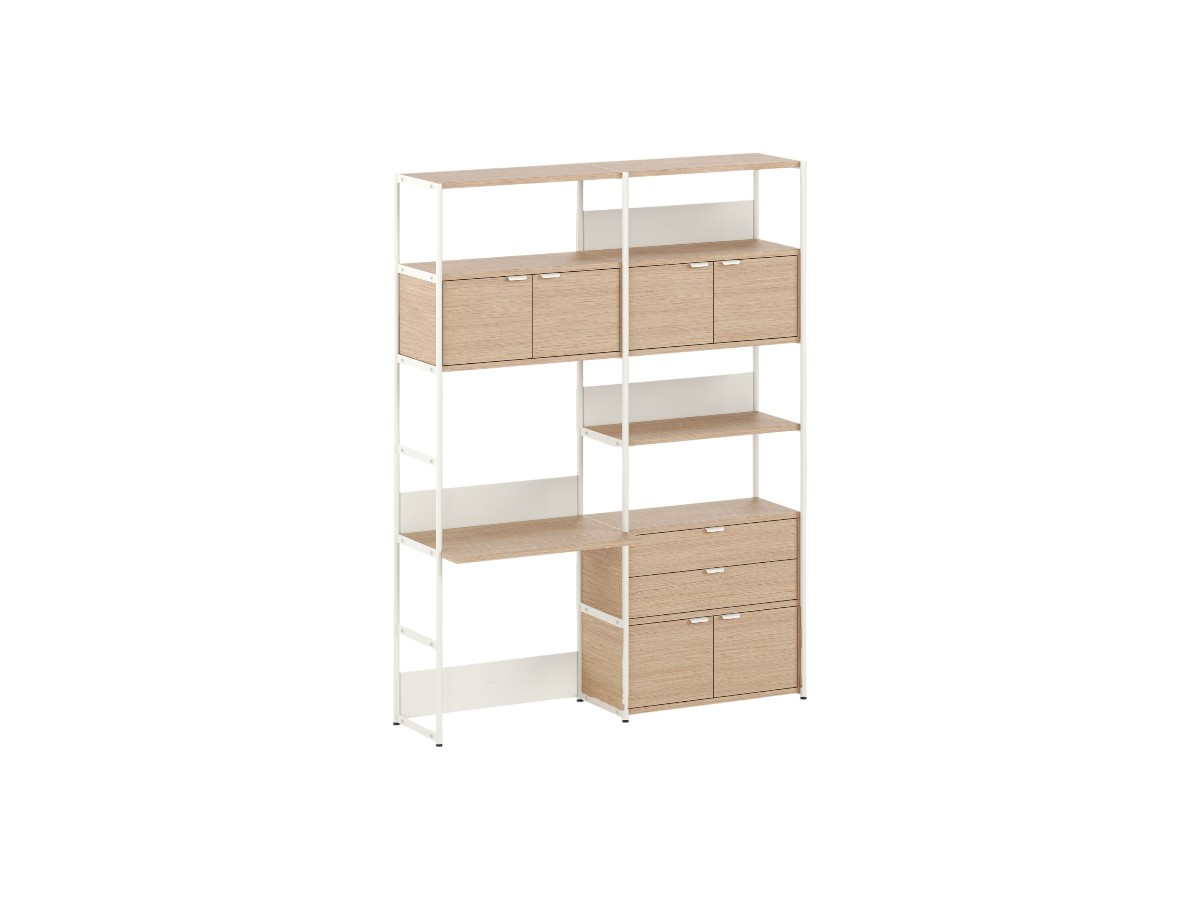 Tiptoe Unit Desk Shelf L 164 Cm H 215 Cm With 3 Doors 1 Drawer