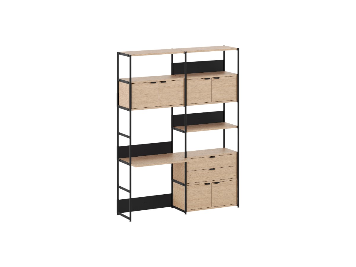 Tiptoe Unit Desk Shelf L 164 Cm H 215 Cm With 3 Doors 1 Drawer