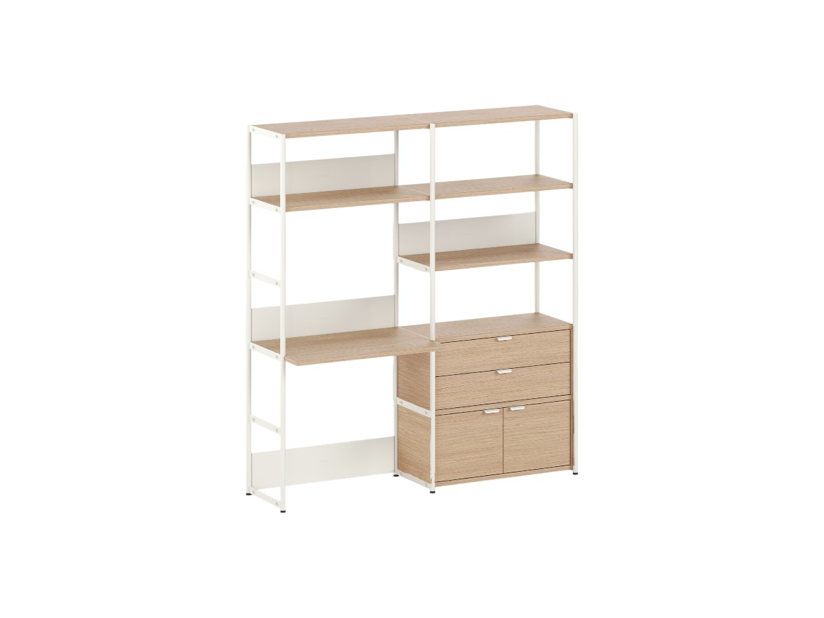 Tiptoe Unit Desk Shelf L 164 Cm H 180 Cm With 1 Door 1 Drawer