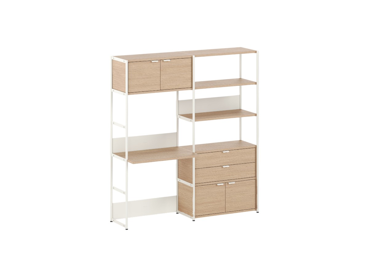 Tiptoe Unit Desk Shelf L 164 Cm H 180 Cm With 2 Doors 1 Drawer