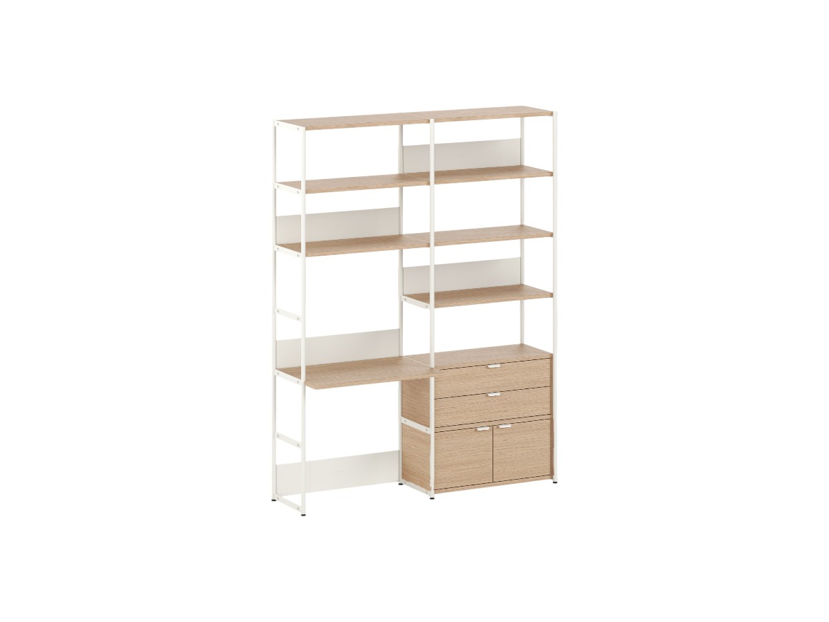 Tiptoe Unit Desk Shelf L 164 Cm H 215 Cm With 1 Door 1 Drawer