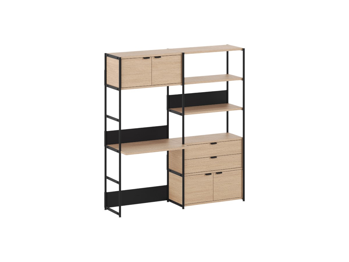 Tiptoe Unit Desk Shelf L 164 Cm H 180 Cm With 2 Doors 1 Drawer