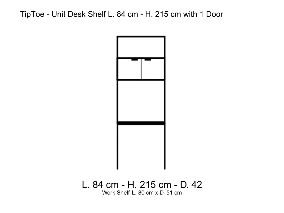 Tiptoe Unit Desk Shelf L 84 Cm H 215 Cm With 1 Door