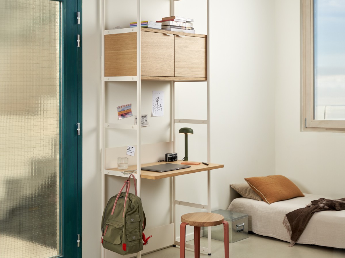 Tiptoe Unit Desk Shelf L 84 Cm H 215 Cm With 1 Door