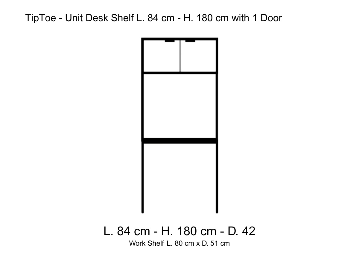 Tiptoe Unit Desk Shelf L 84 Cm H 180 Cm With 1 Door