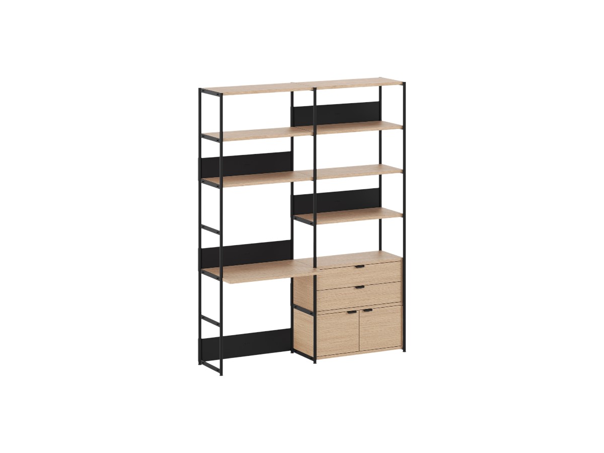 Tiptoe Unit Desk Shelf L 164 Cm H 215 Cm With 1 Door 1 Drawer