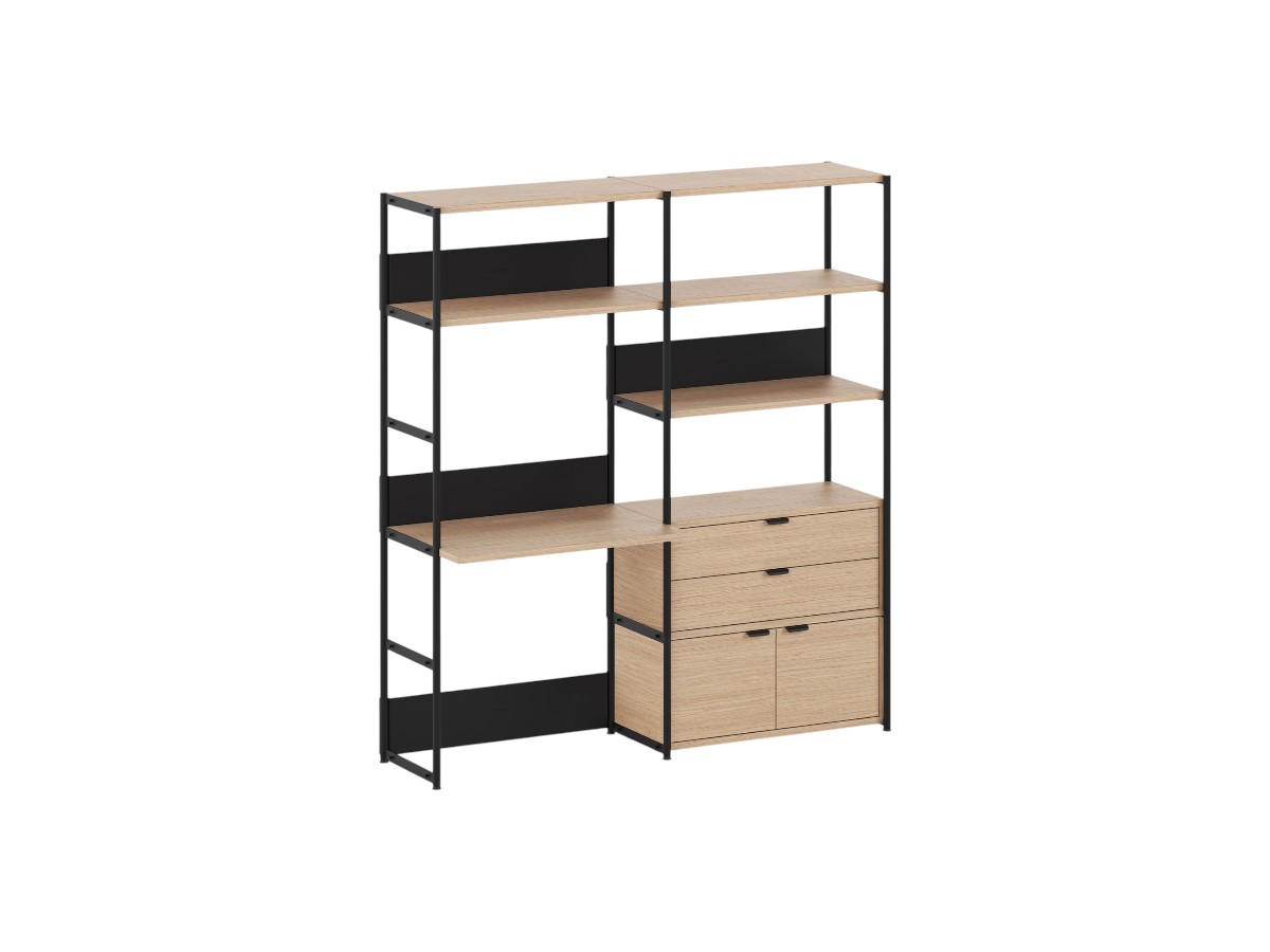 Tiptoe Unit Desk Shelf L 164 Cm H 180 Cm With 1 Door 1 Drawer
