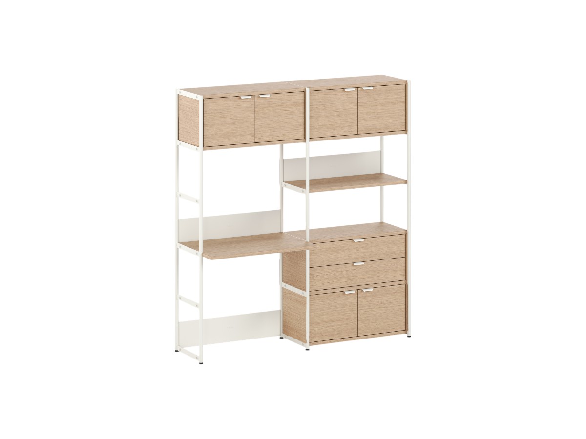 Tiptoe Unit Desk Shelf L 164 Cm H 180 Cm With 3 Doors 1 Drawer