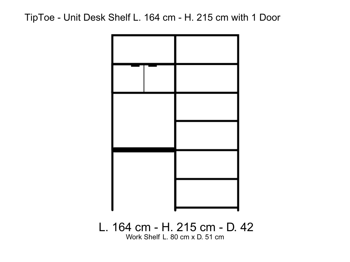 Tiptoe Unit Desk Shelf L 164 Cm H 215 Cm With 1 Door