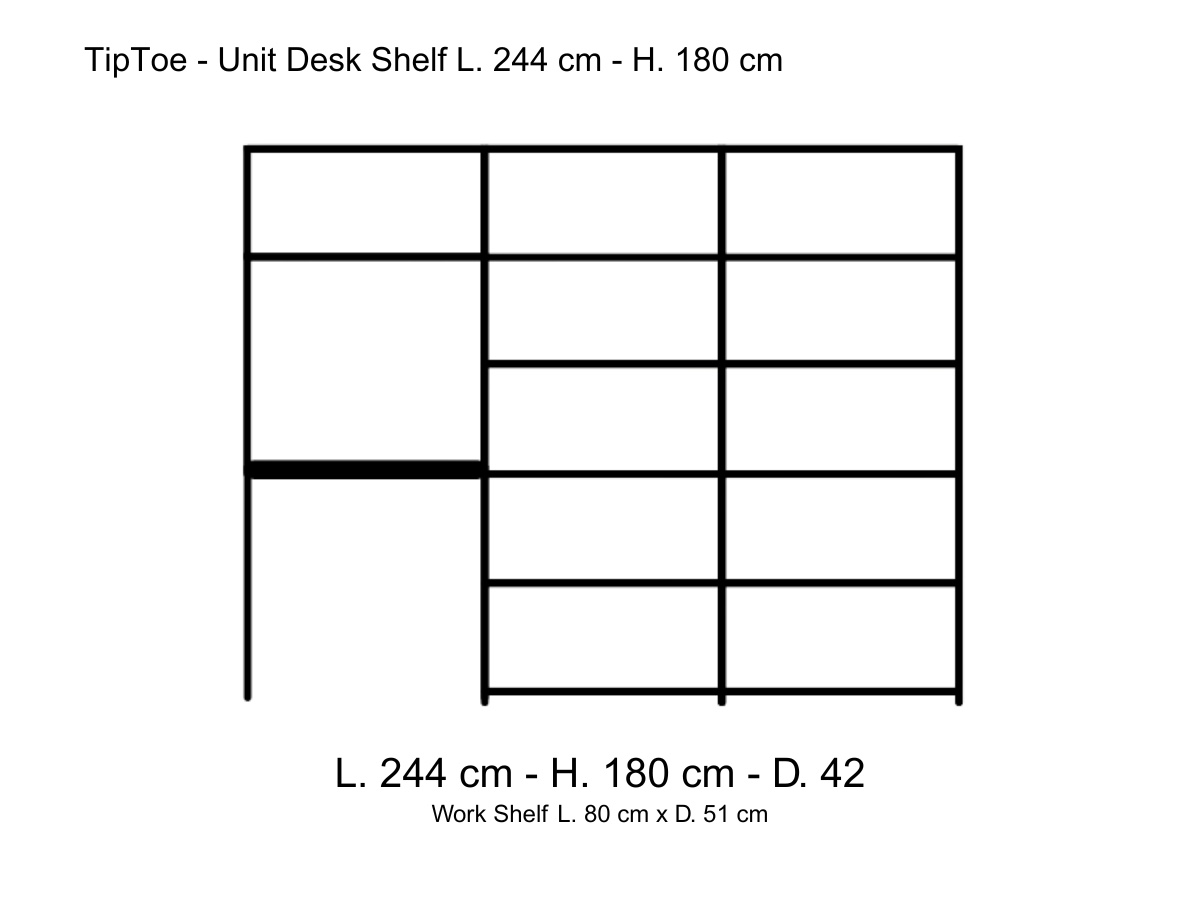 Tiptoe Unit Desk Shelf L 244 Cm H 180 Cm