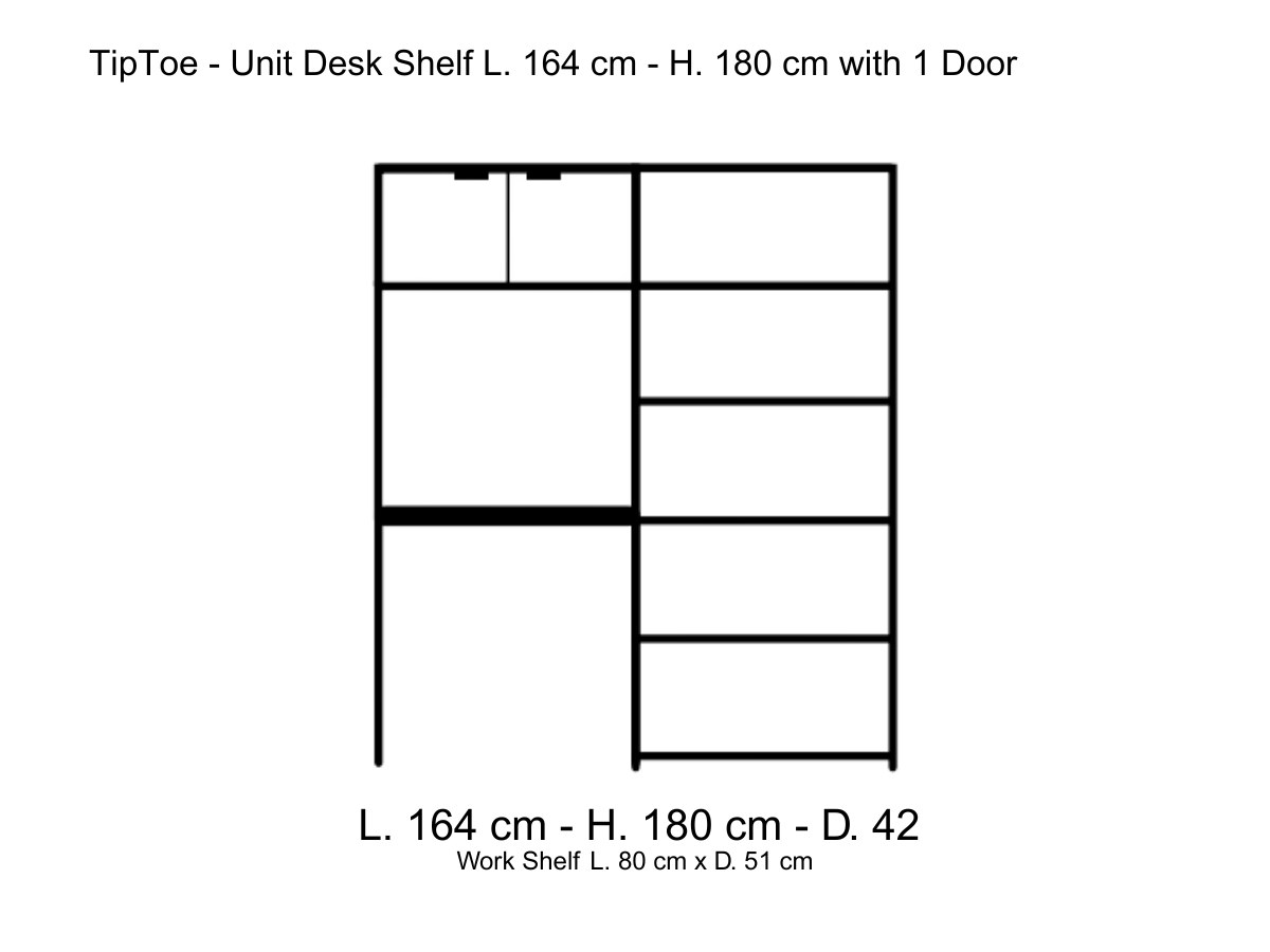 Tiptoe Unit Desk Shelf L 164 Cm H 180 Cm With 1 Door