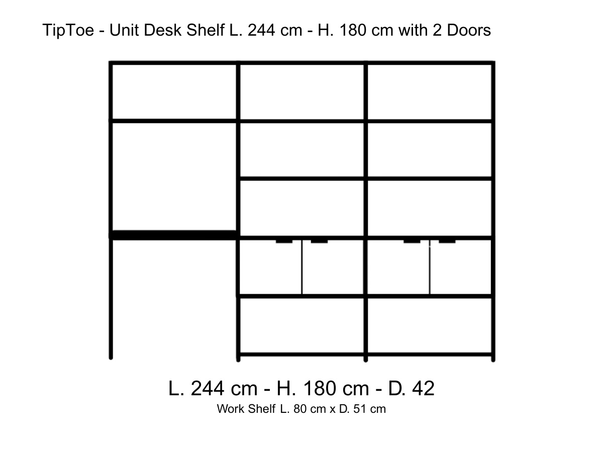 Tiptoe Unit Desk Shelf L 244 Cm H 180 Cm With 2 Doors