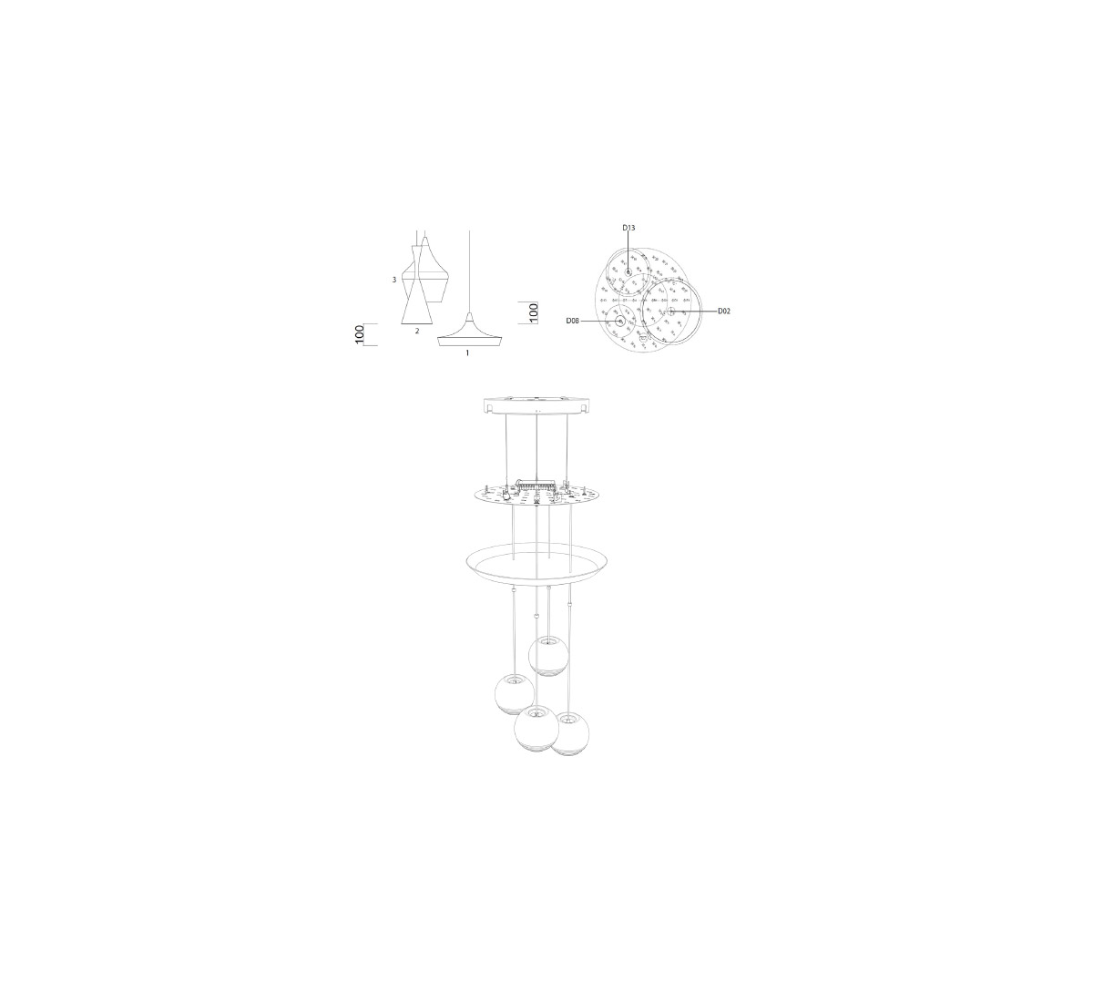 Tom Dixon Beat Light Black Pendant System