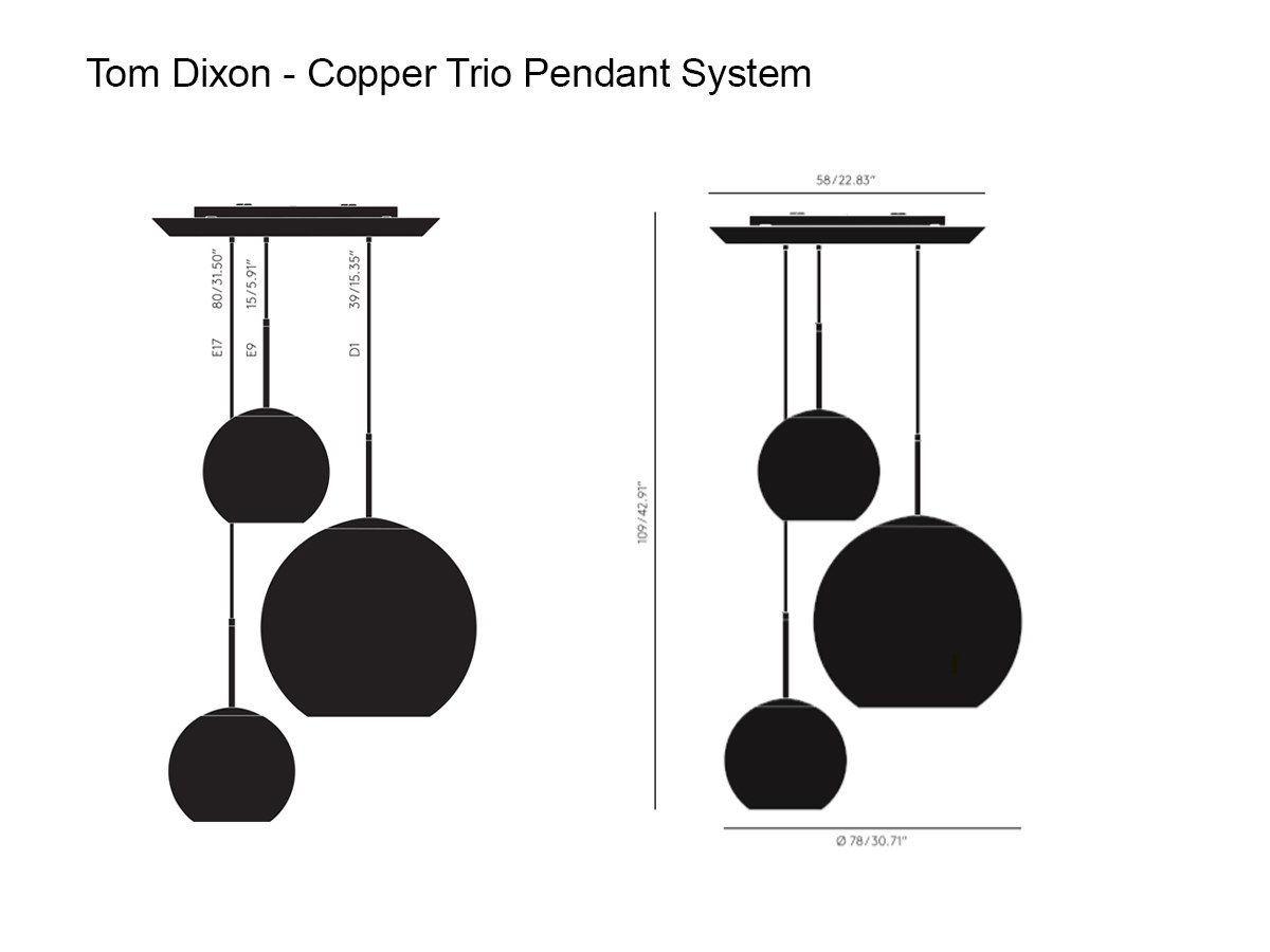 Tom Dixon Copper Trio Pendant System