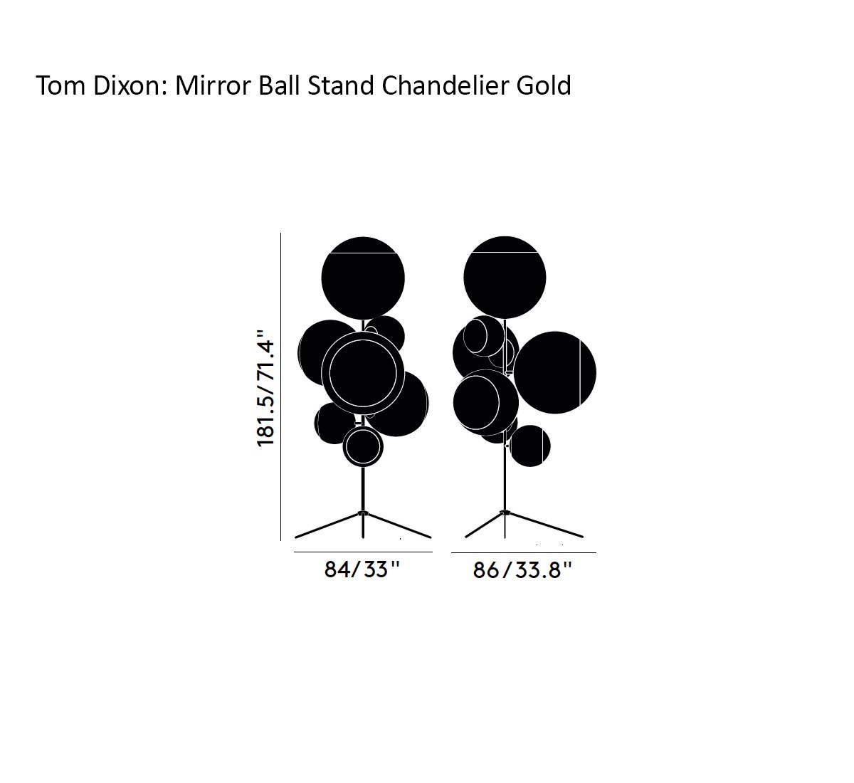 Tom Dixon Mirror Ball Stand Chandelier Gold