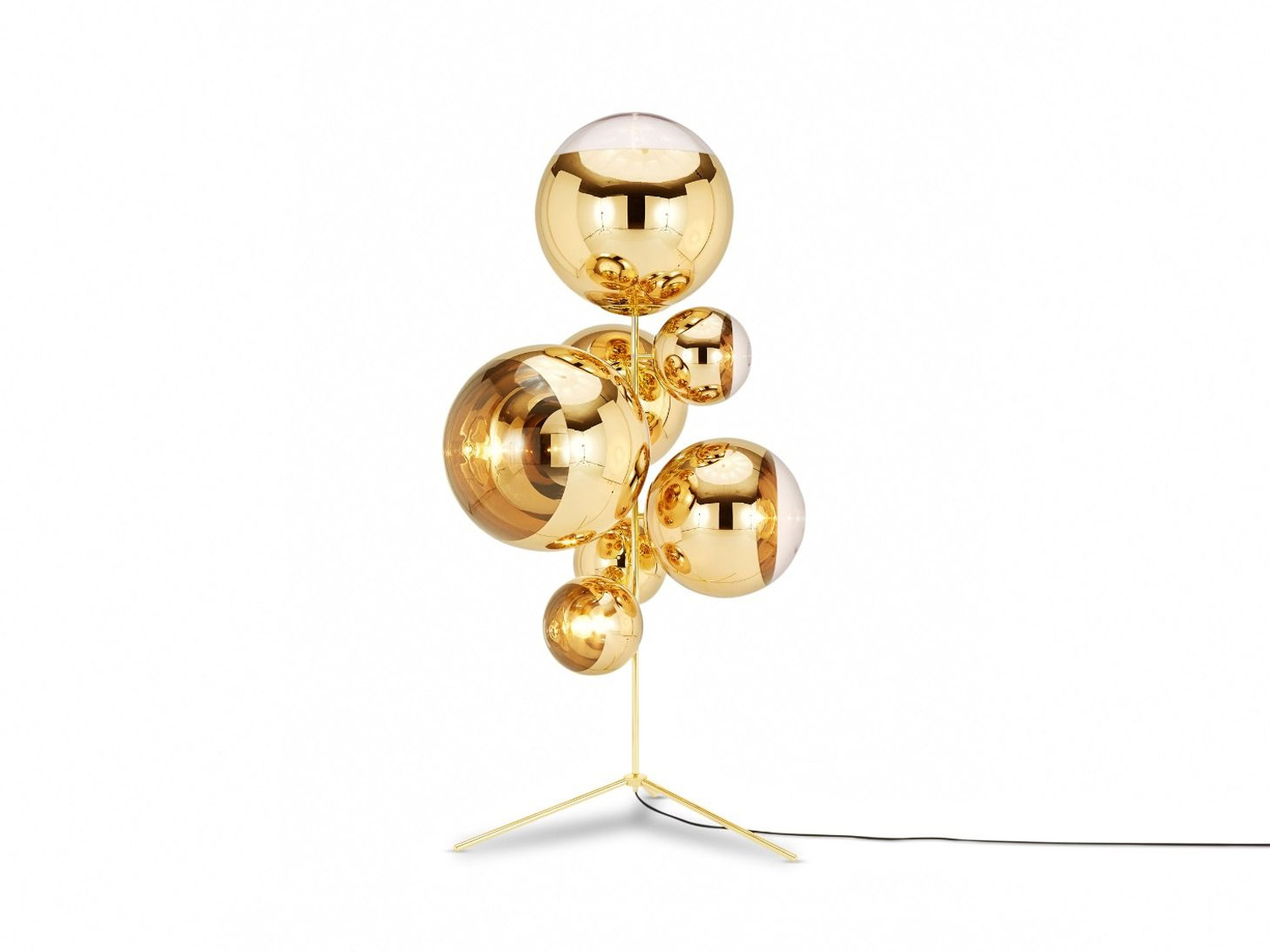 Tom Dixon Mirror Ball Stand Chandelier Gold
