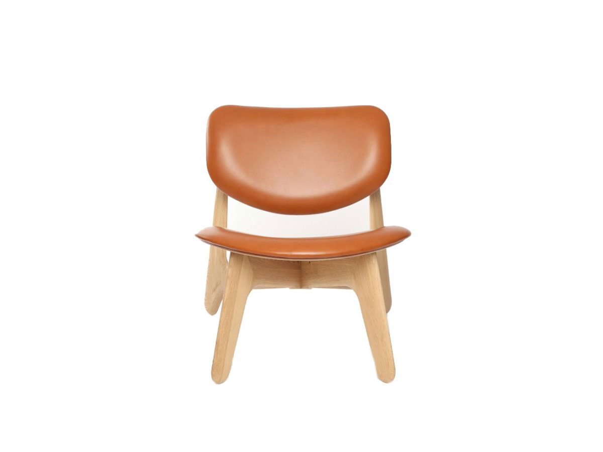 Tom Dixon Slab Lounge Chair Natural Wood Cognac Leather