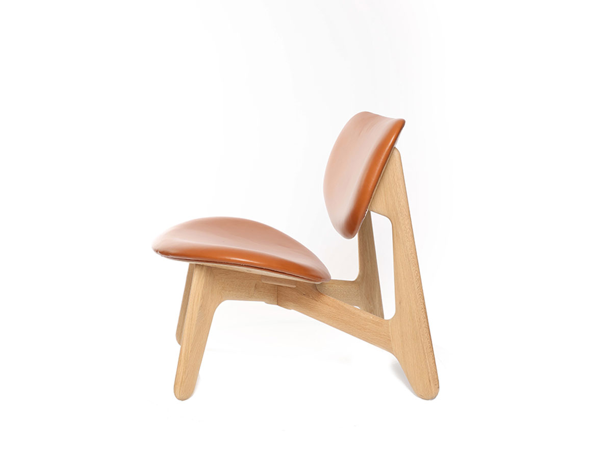 Tom Dixon Slab Lounge Chair Natural Wood Cognac Leather