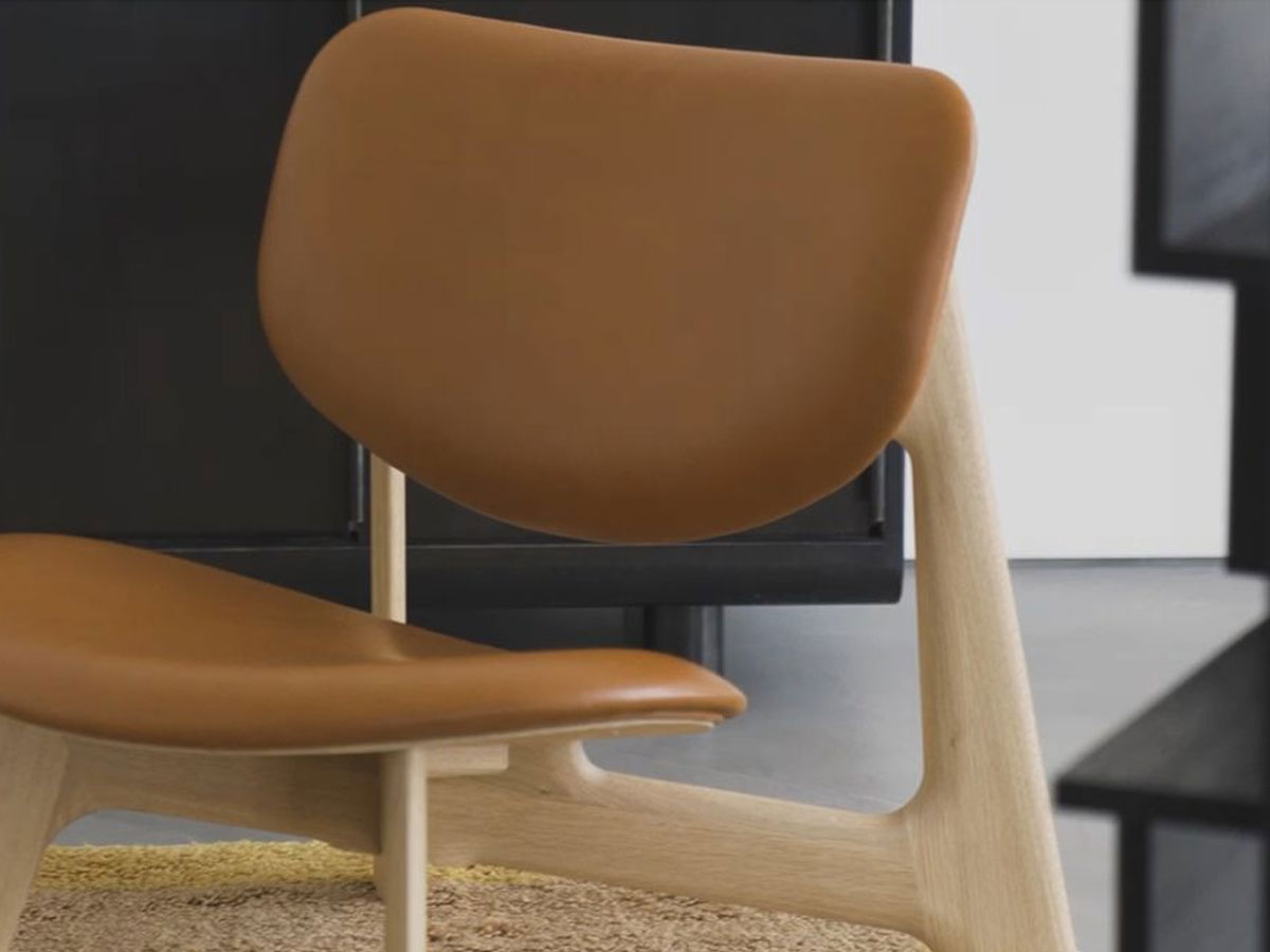 Tom Dixon Slab Lounge Chair Natural Wood Cognac Leather
