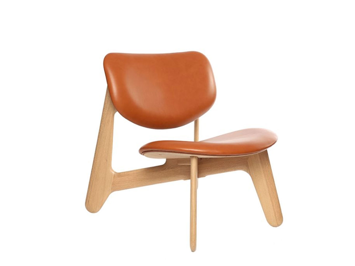 Tom Dixon Slab Lounge Chair Natural Wood Cognac Leather