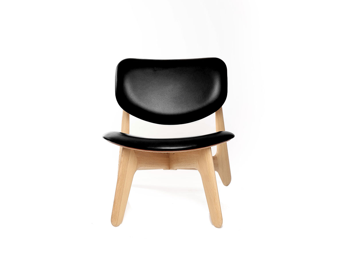 Tom Dixon Slab Lounge Chair Natural Wood Black Leather