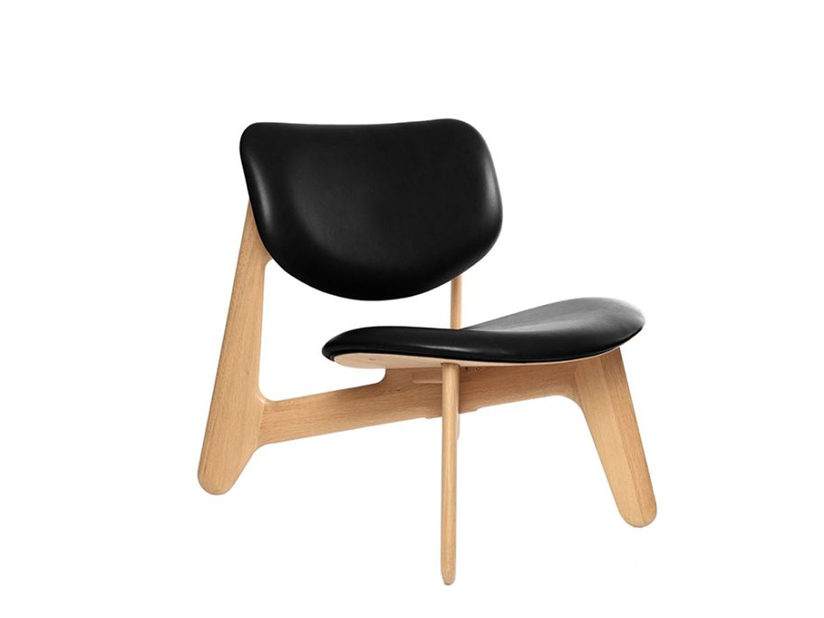 Tom Dixon Slab Lounge Chair Natural Wood Black Leather