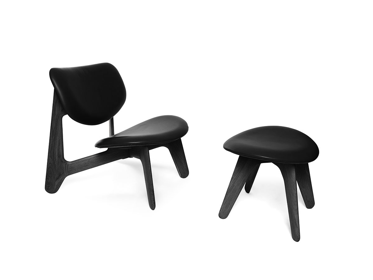 Tom Dixon Slab Lounge Chair Black Wood Black Leather