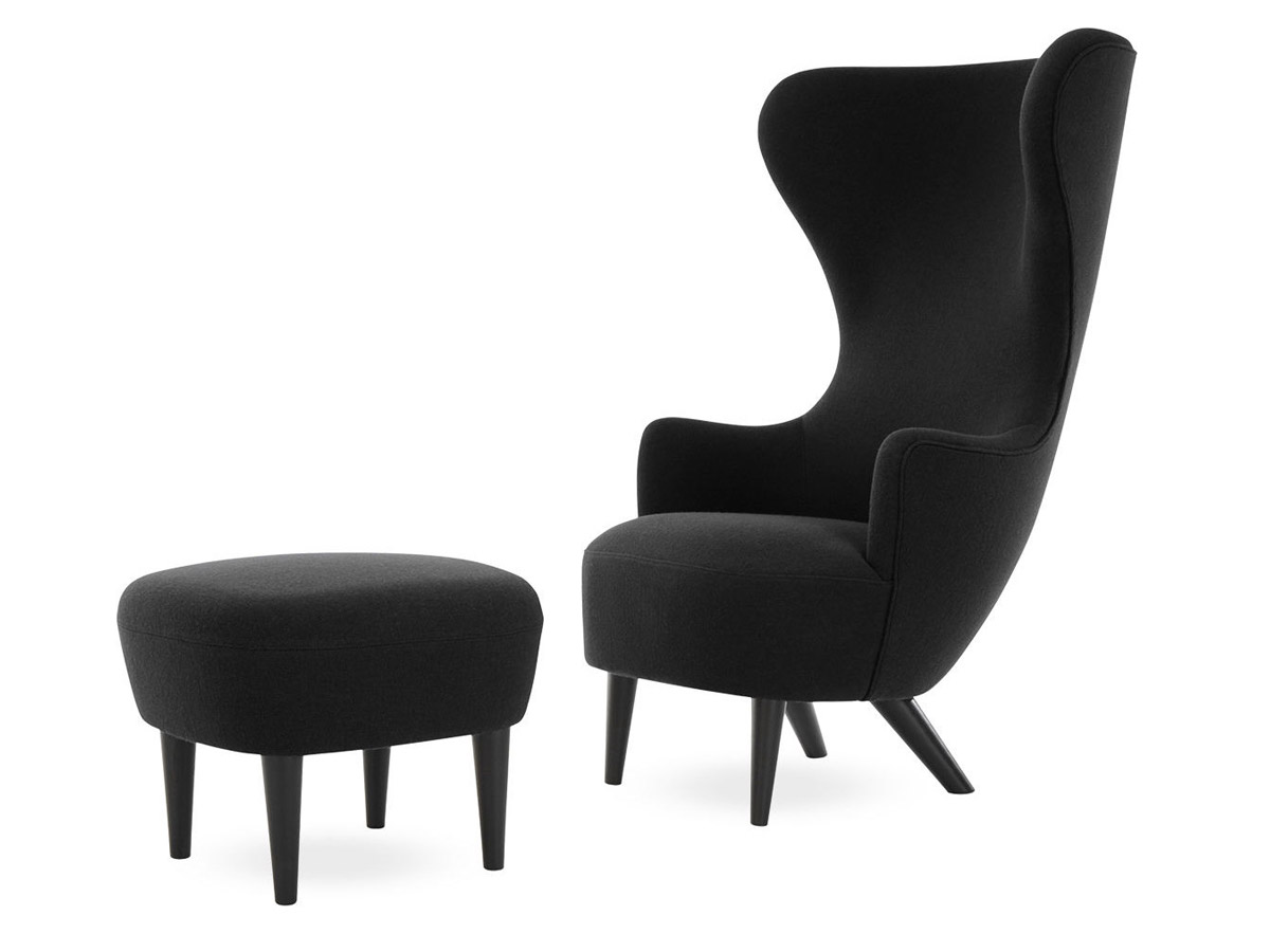 Tom Dixon Wingback Ottoman Black Lacquered Legs