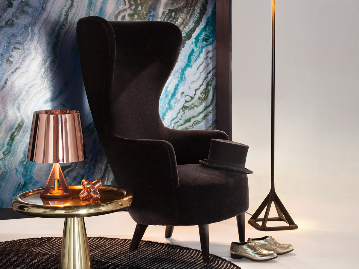 Tom Dixon Wingback Chair Black Lacquered Legs
