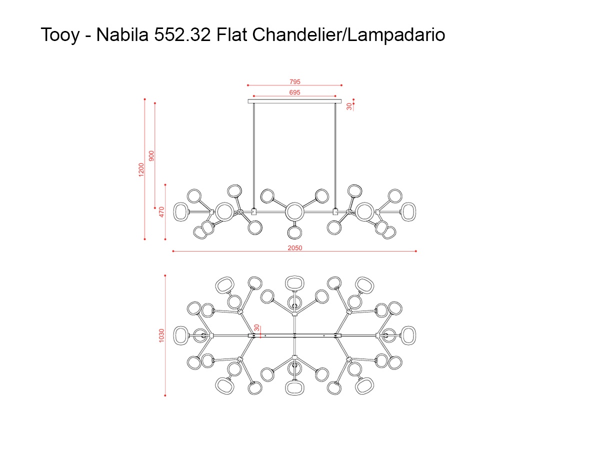 Tooy Nabila 55232 Flat Chandelier Clear Glass