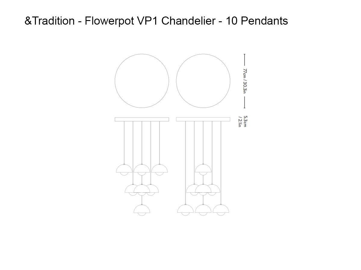 Tradition Flowerpot Vp1 Chandelier 10 Pendants