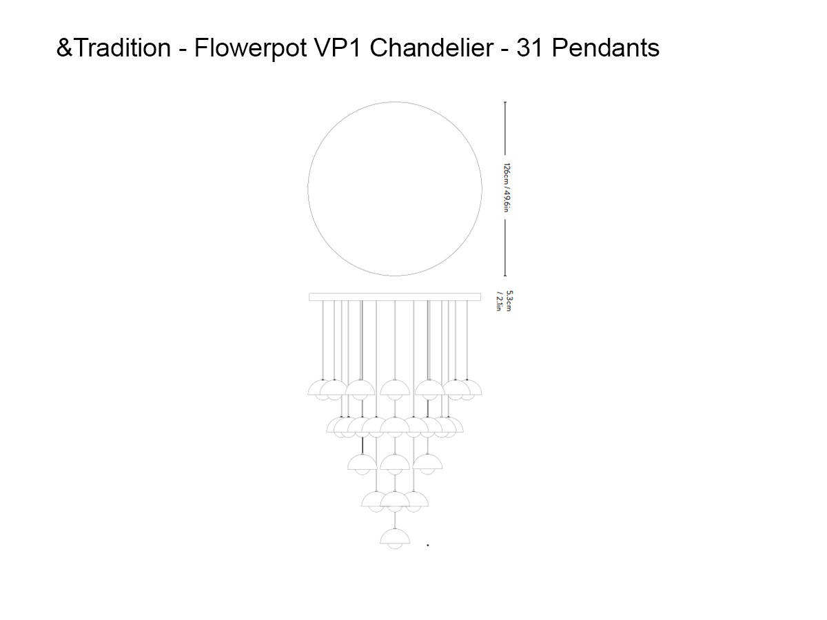 Tradition Flowerpot Vp1 Chandelier 31 Pendants