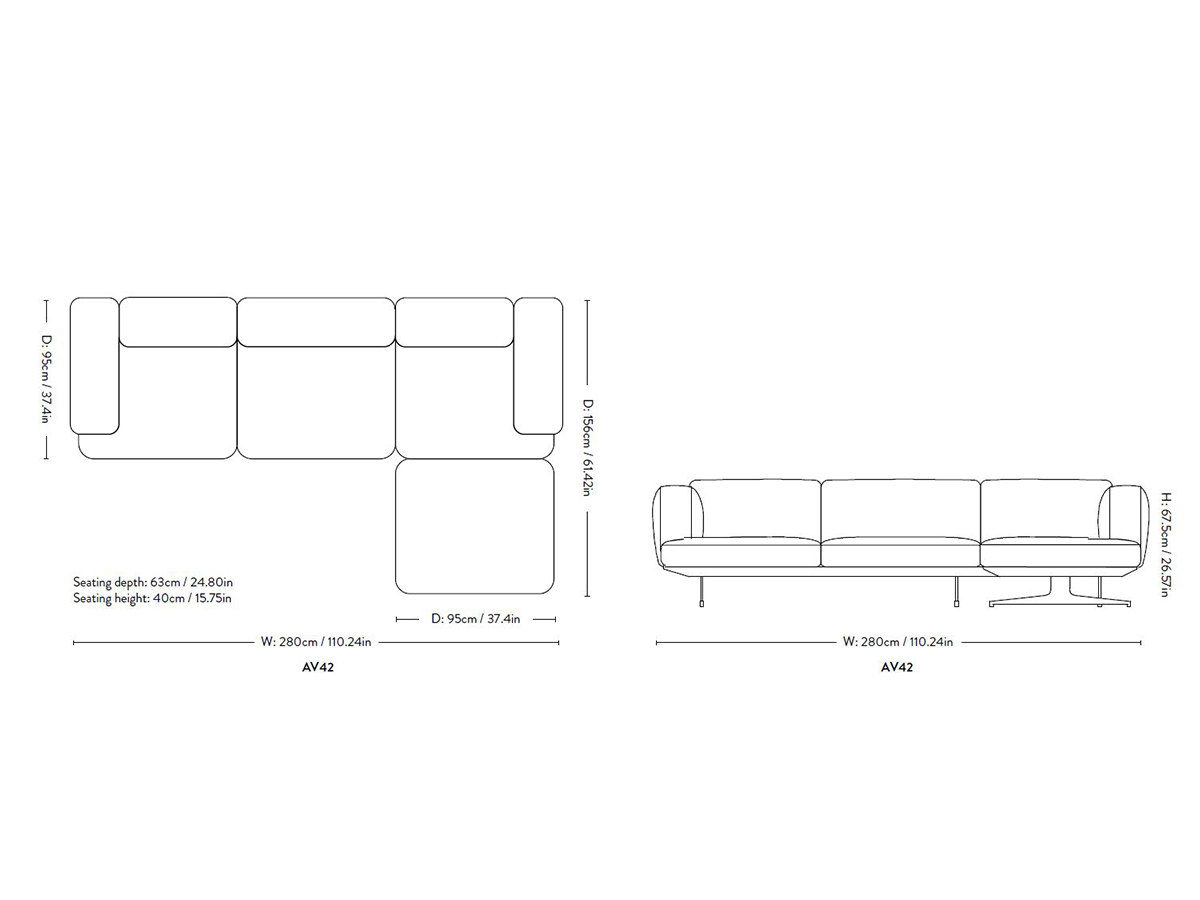 Tradition Inland Av42 Sofa With Chaise Longue