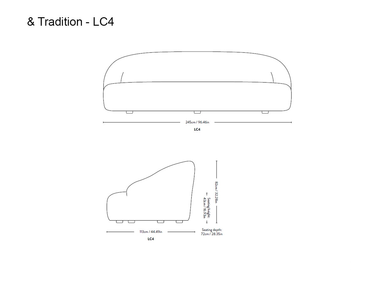 Tradition Margas Lc4 Sofa 3 Seater 0240 Ecriture