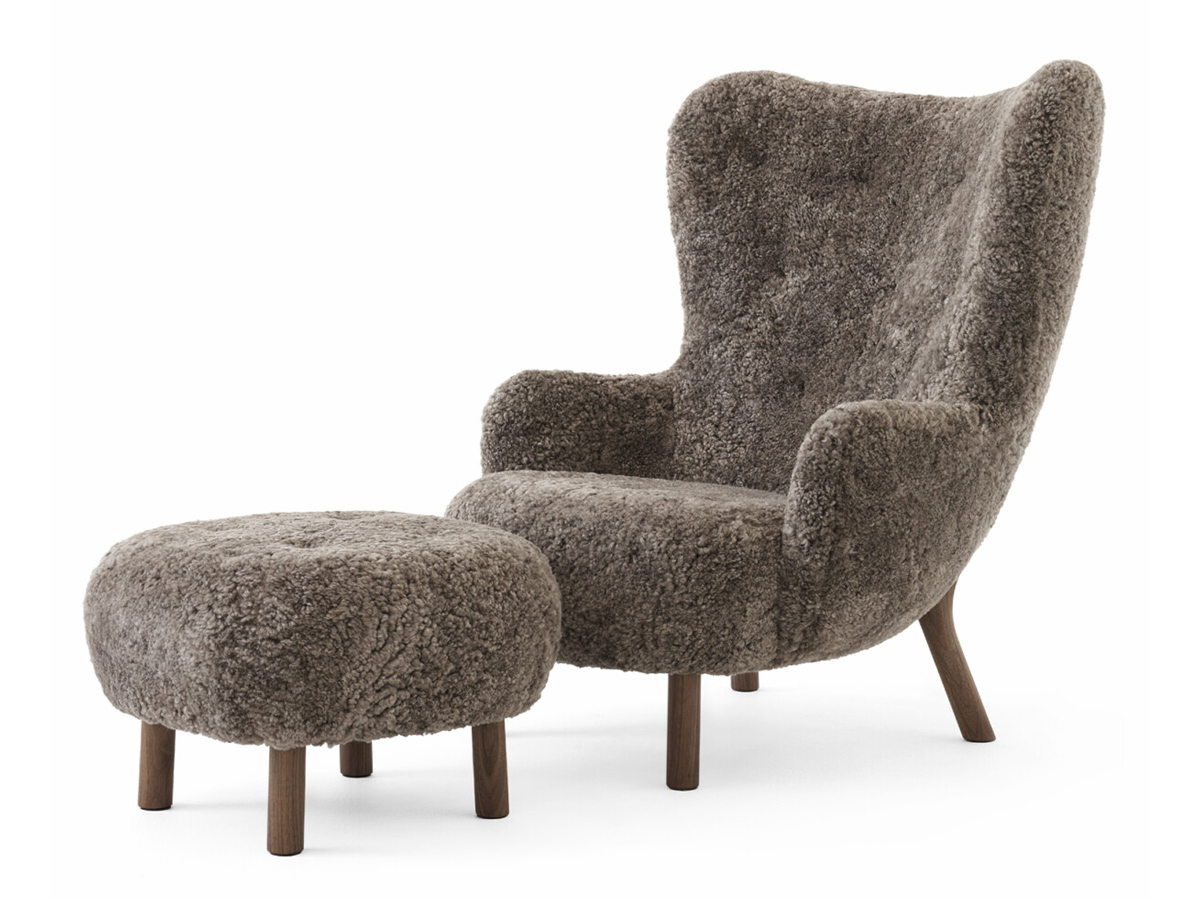 Tradition Petra Vb3 And Atd1 Armchair And Pouf Sahara 07 Sheepskin Oiled Walnut