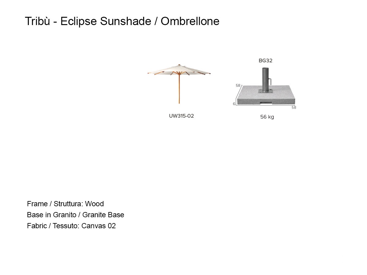 Tribù Eclipse Sunshade O350 Canvas 02 Granite Base