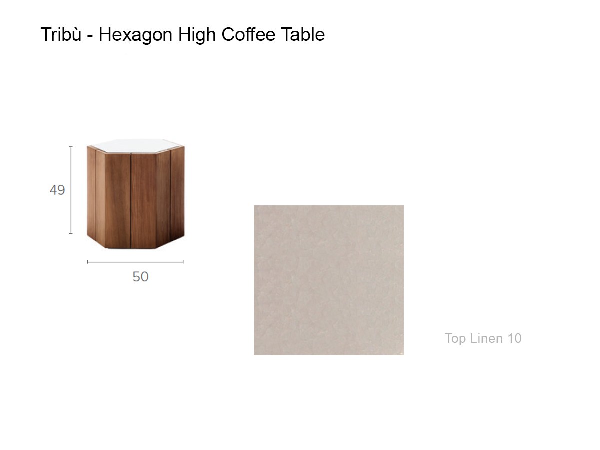 Tribù Hexagon Coffe Table Lavastone Linen High