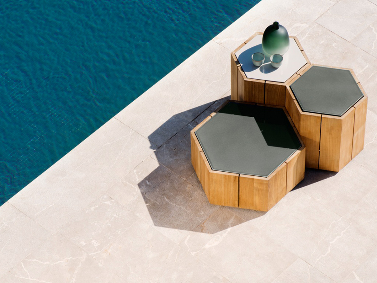 Tribù Hexagon Coffe Table Lavastone Linen High
