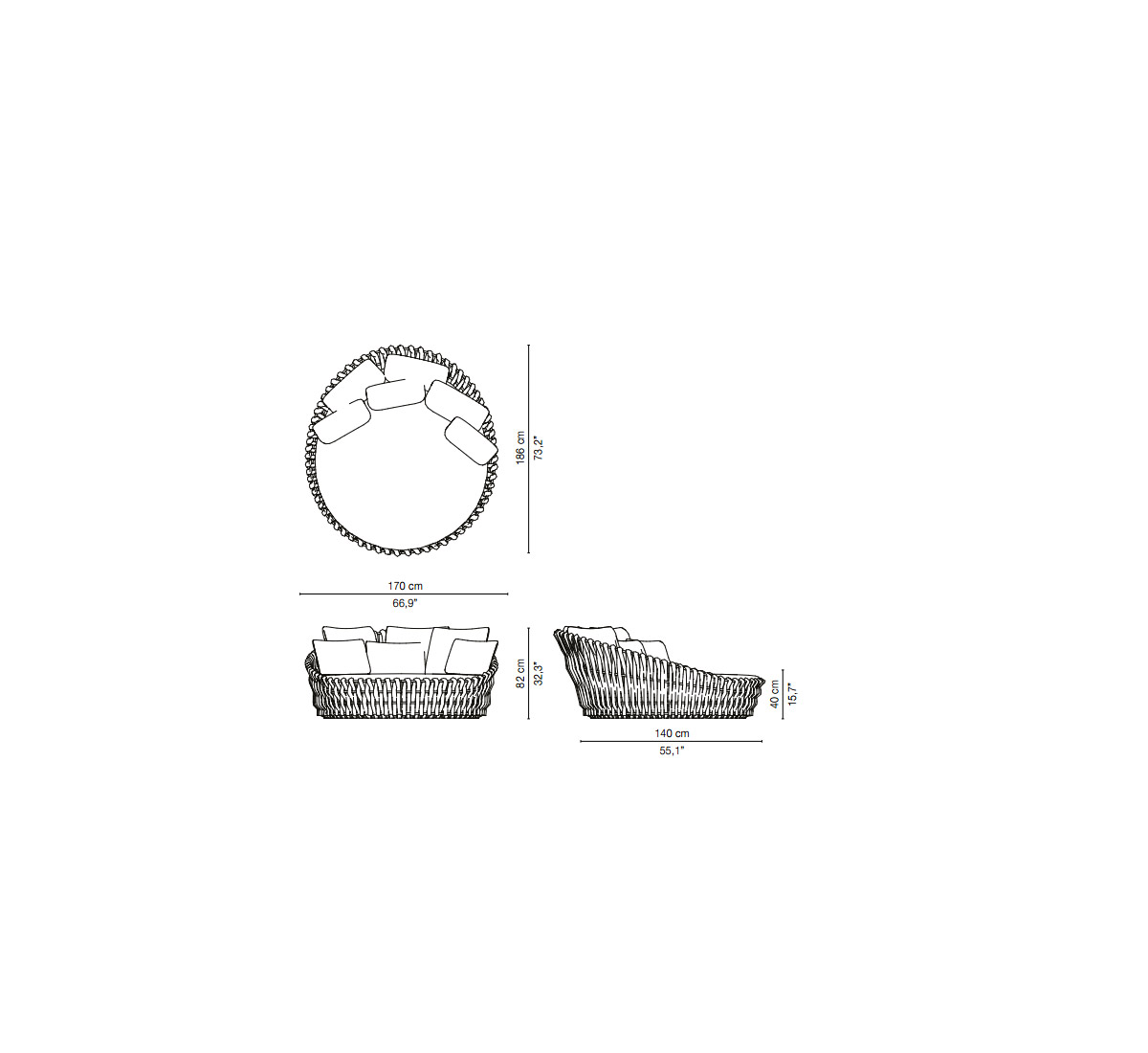 Tribù Tosca Daybed Sofa Outdoor
