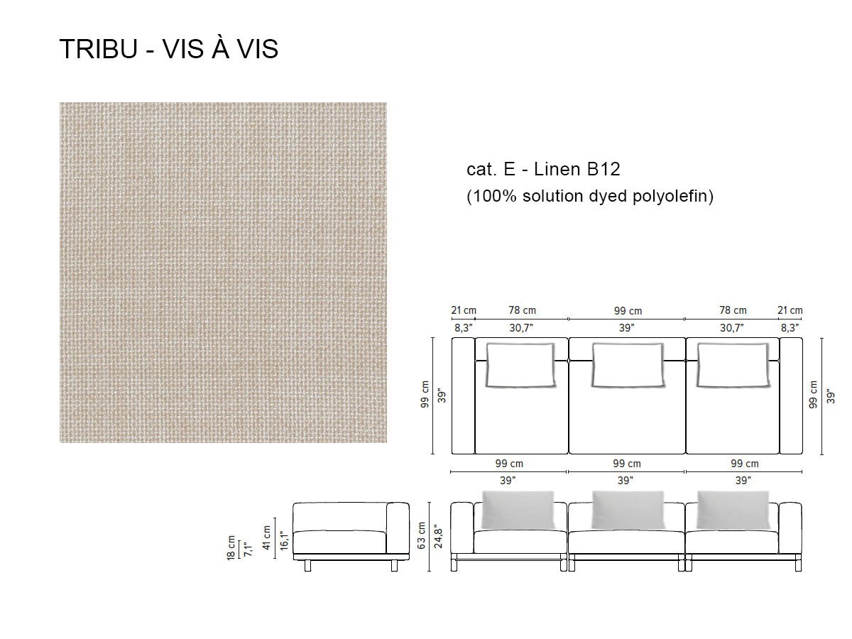 Tribù Vis A Vis 3 Seater Sofa Cat E Linen B12