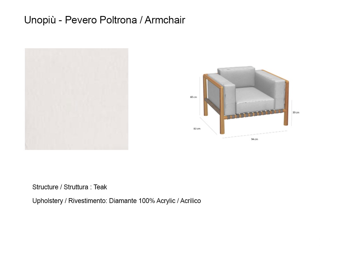 Unopiù Pevero Armchair Teak Fabric Diamante