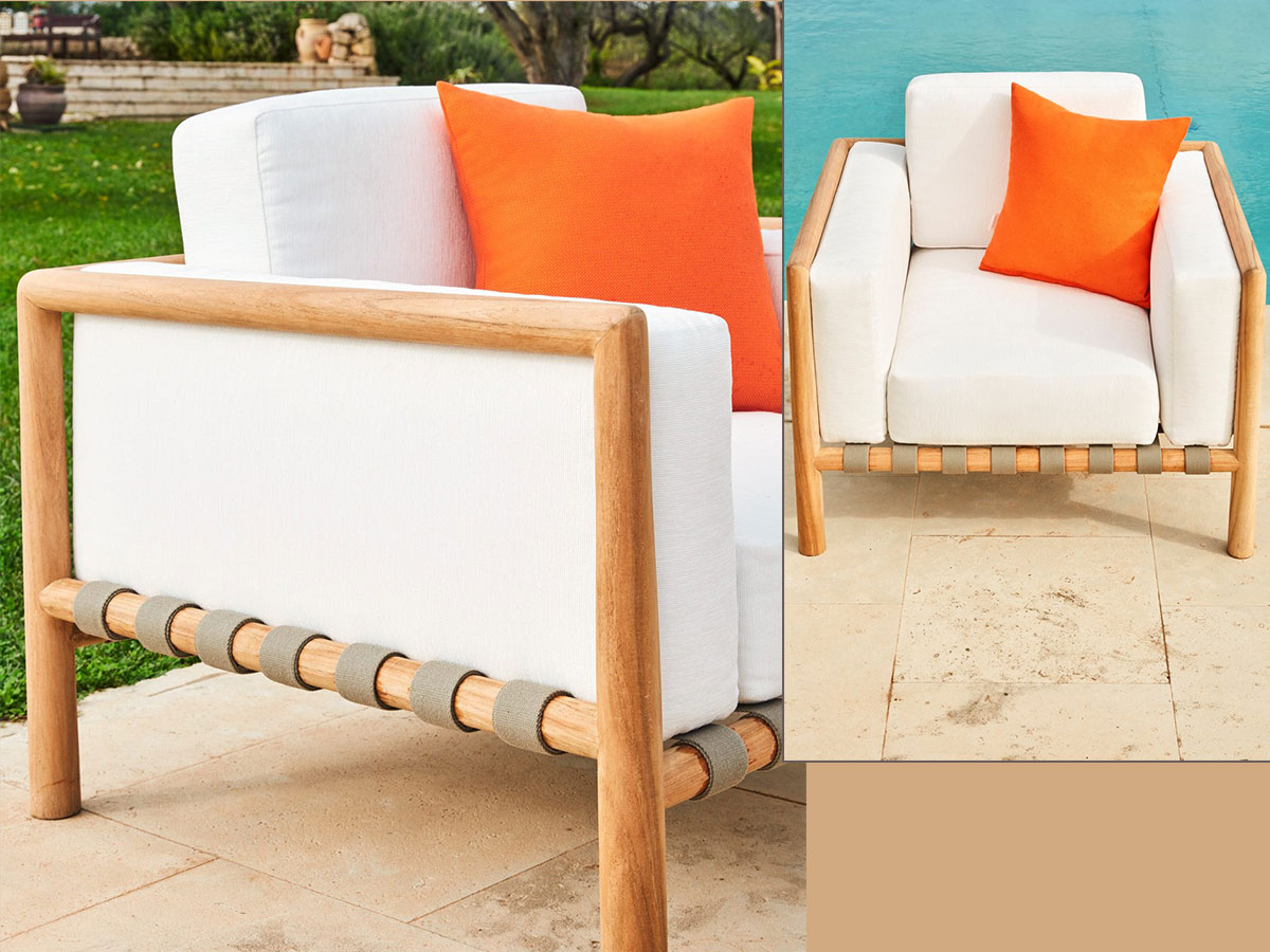 Unopiù Pevero Armchair Teak Fabric Diamante