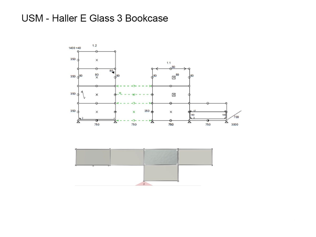 USM Haller E Glass 3 Bookcase