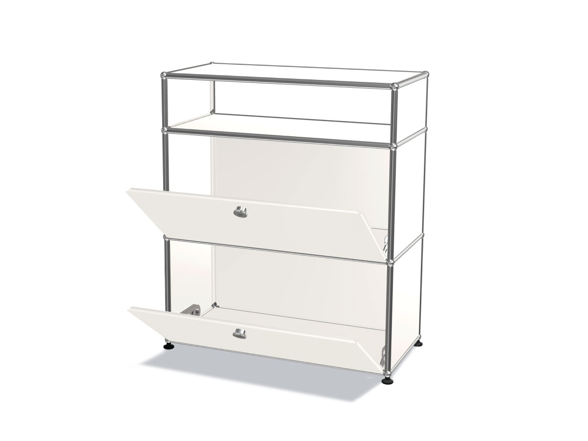 USM Haller Storage Unit With 2 Drop Down Doors Pure White