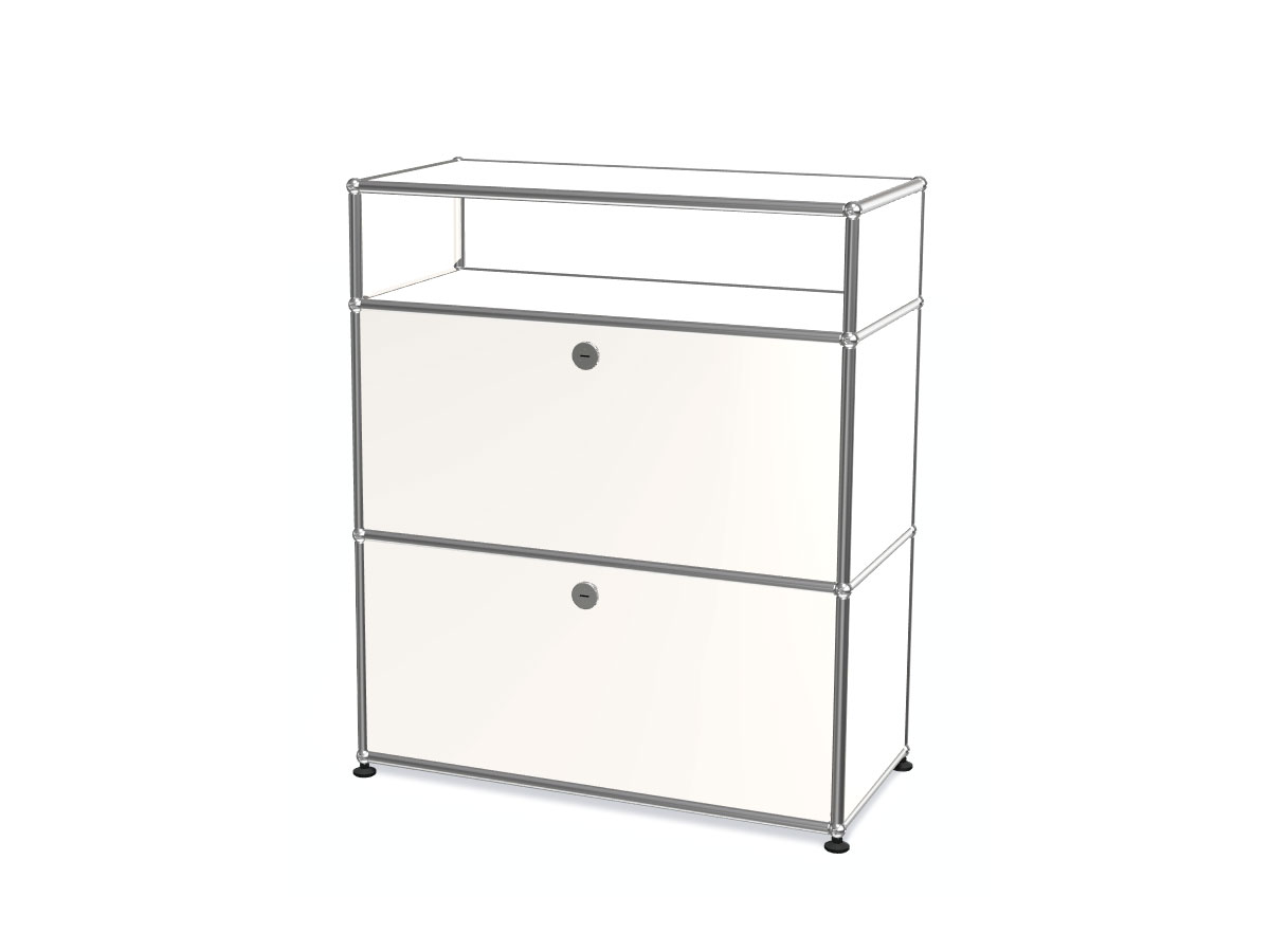 USM Haller Storage Unit With 2 Drop Down Doors Pure White