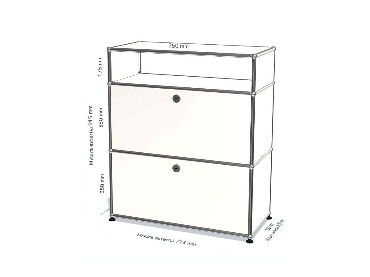 USM Haller Storage Unit With 2 Drop Down Doors Pure White
