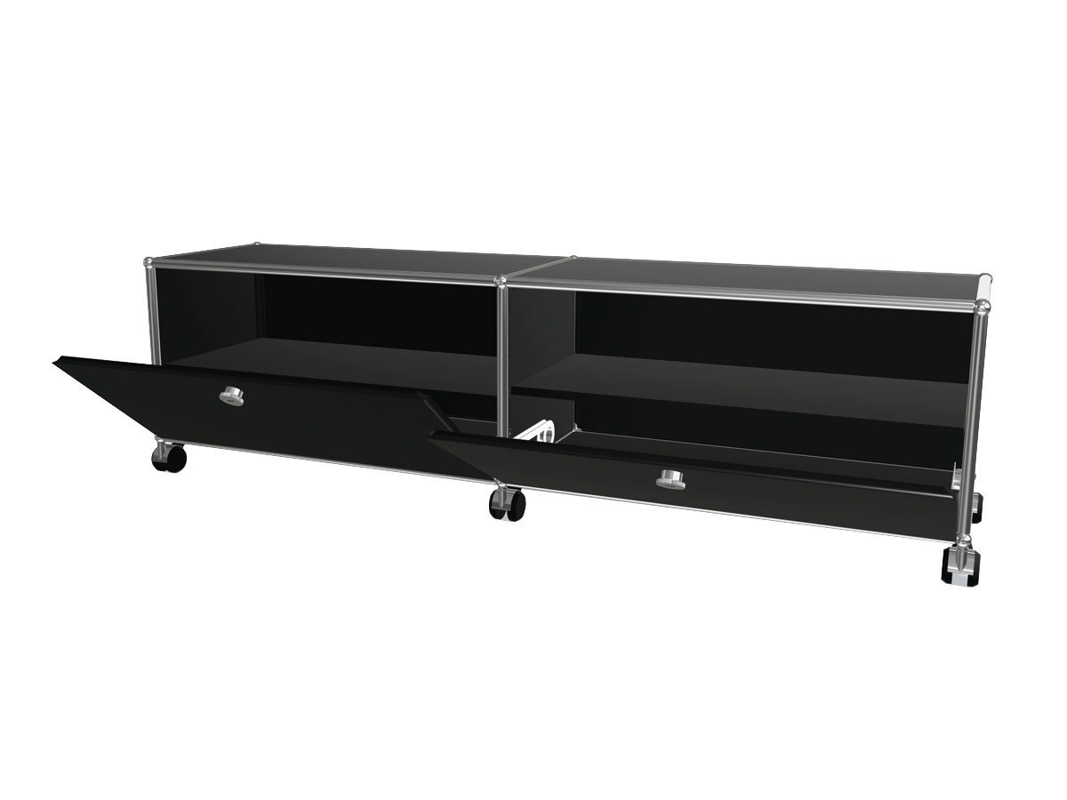 USM Haller Tv Cabinet With Flap Doors Graphite Black Wheels