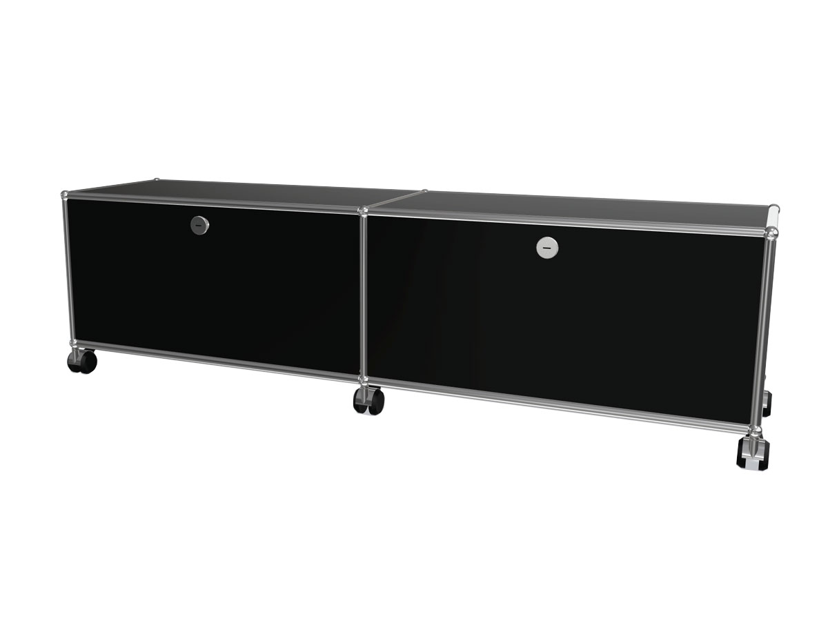 USM Haller Tv Cabinet With Flap Doors Graphite Black Wheels
