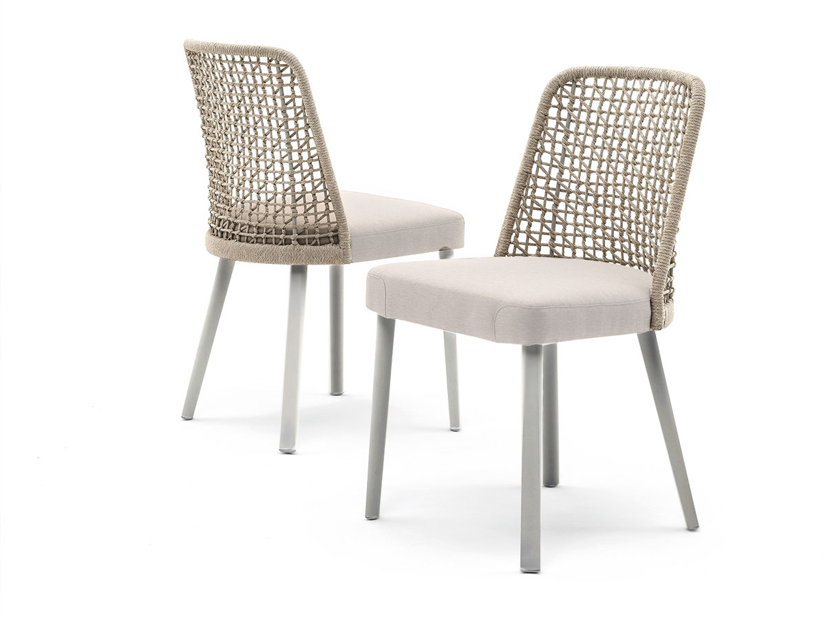 Varaschin Emma Chair Beige Rope Fabric E470 Ivory Soley Silk Grey Aluminium