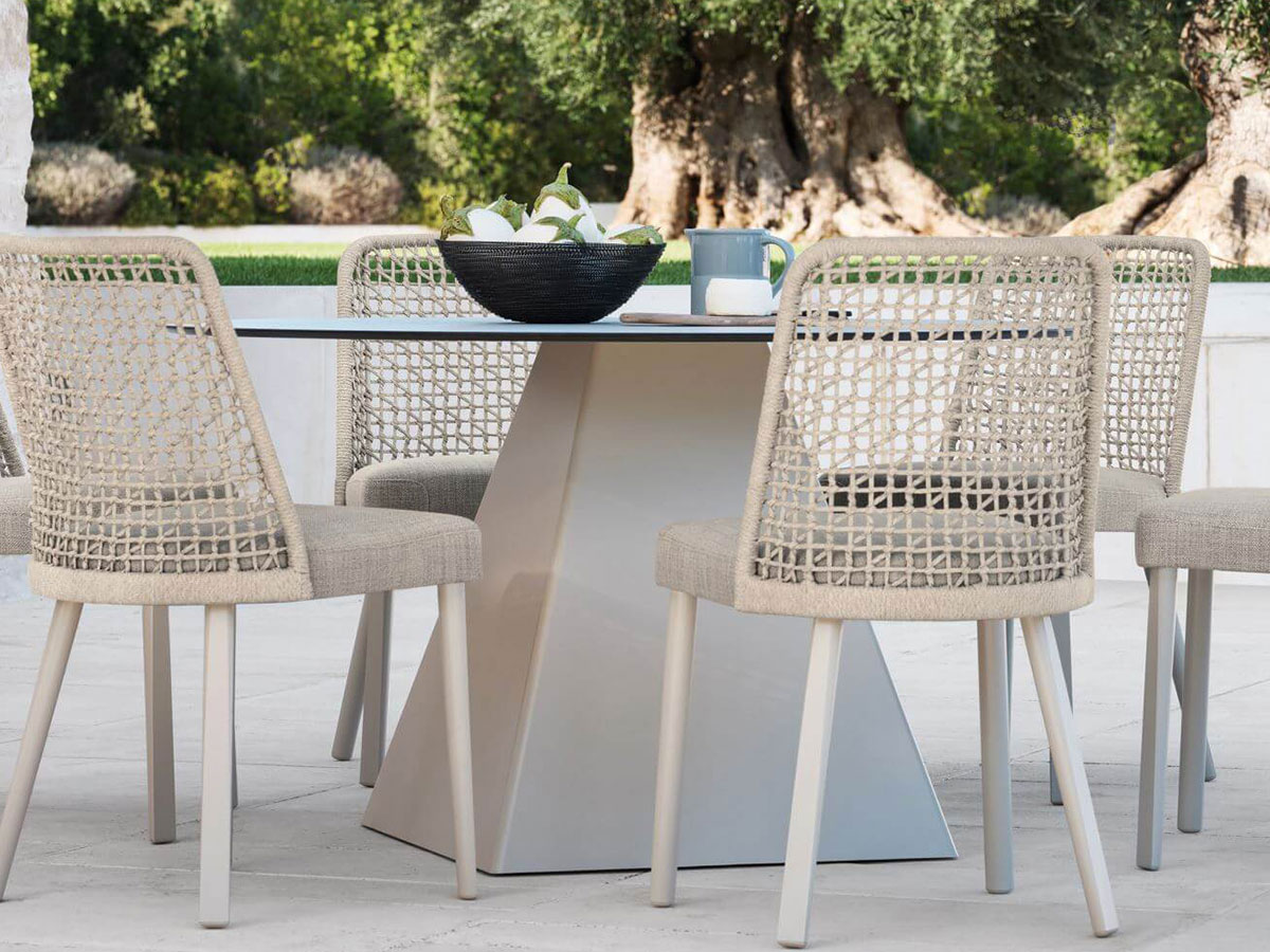 Varaschin Emma Chair Beige Rope Fabric E470 Ivory Soley Silk Grey Aluminium